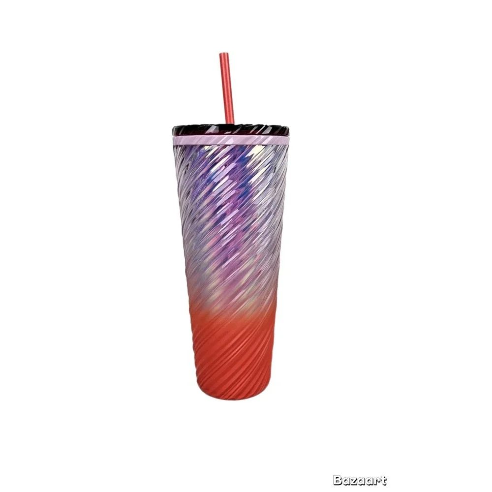 New‎ Starbucks Winter 2025 Sunrise Red Orange Pearl Ombre Swirl Venti Tumbler 24